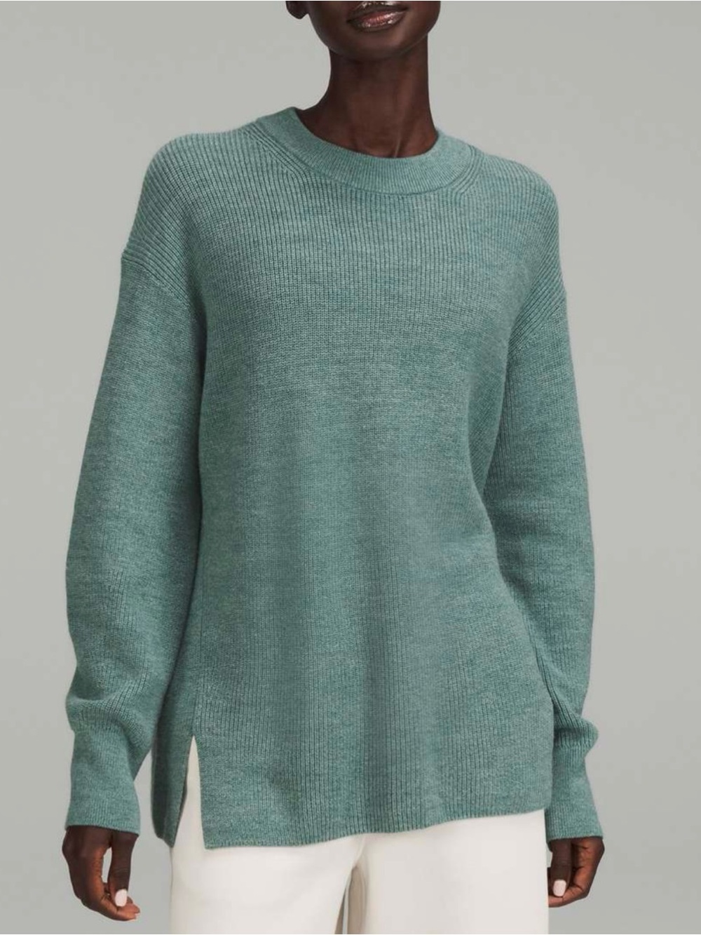 NWT Lululemon Merino Wool-Blend Ribbed Crewneck Sweater Teal 8